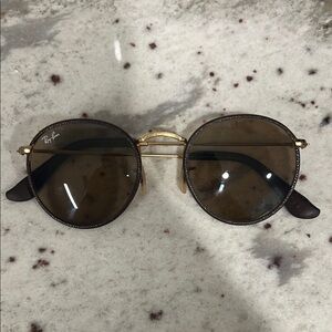Unisex Ray-Ban round craft sunglasses, brown/leather